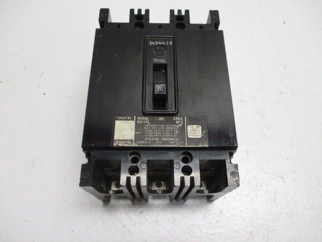 WESTINGHOUSE FB3020L CIRCUIT BREAKER 20A (AS PICTURED)  UNMP
