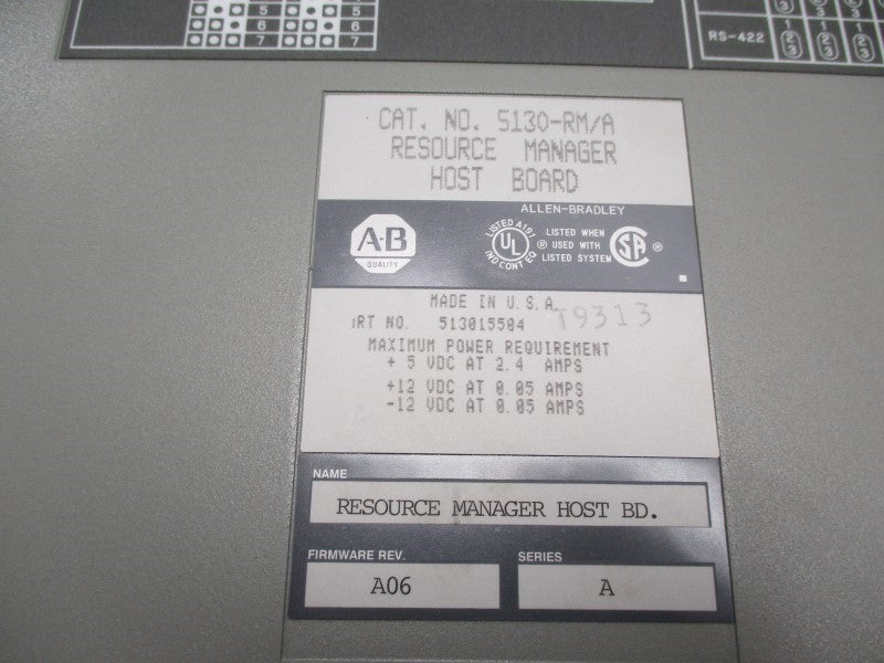 ALLEN BRADLEY 5130-RM1 MANAGER MODULE SER. A F/W: A06 * REMANUFACTURED *