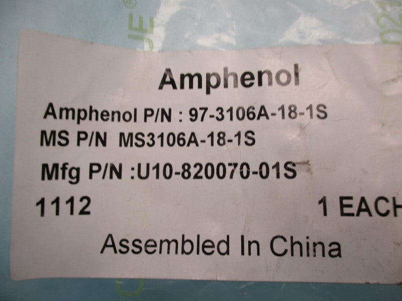 AMPHENOL MS3106A-18-1S * NEW IN FACTORY BAG *