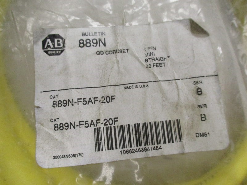 ALLEN BRADLEY 889N-F5AF-20F MINI STRAIGHT CABLE SER. B * NEW IN FACTORY BAG *