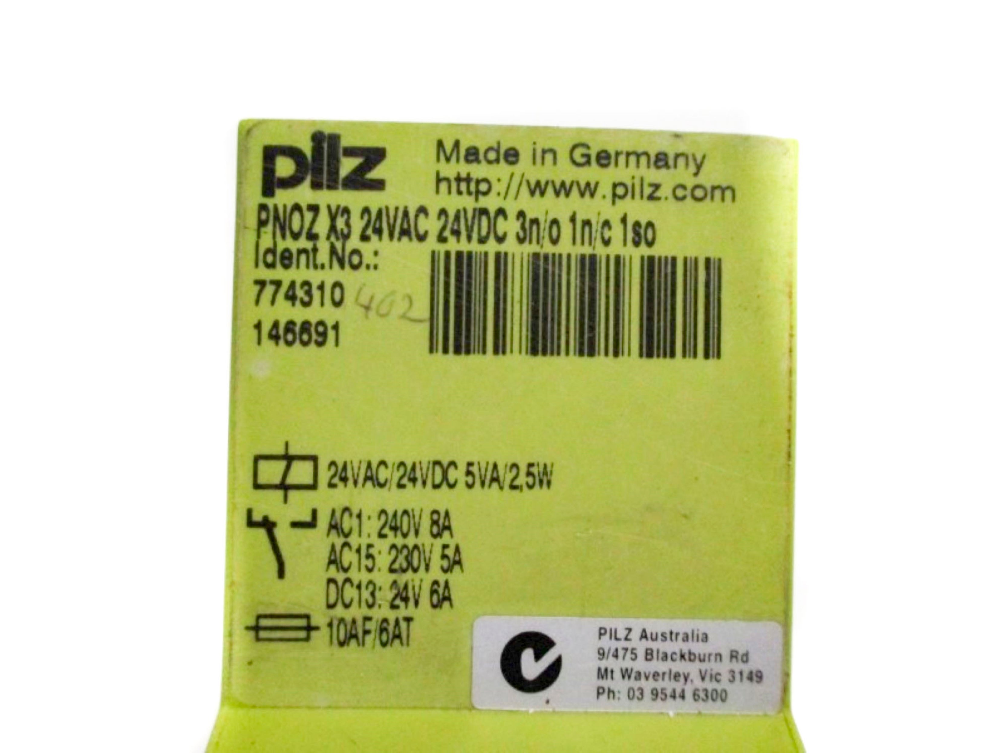 PILZ PNOZ-X3-24VAC-24VDC-3N/O-1N/C-1SO 774310 24VAC/DC UNMP