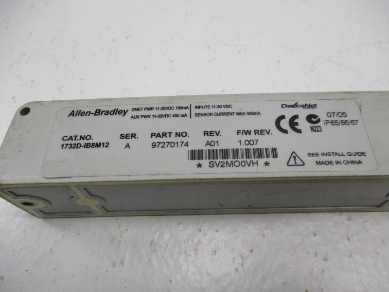 ALLEN BRADLEY 1732D-IB8M12 INPUT MODULE SER. A F/W 1.007 UNMP
