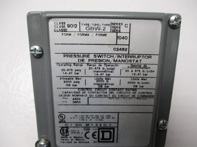 SQUARE D 9012GBW-2 NSNP