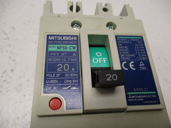 MITSUBISHI NF50-CW CIRCUIT BREAKER 20A NSMP