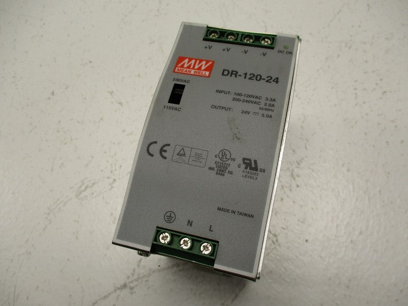 MEAN WELL DR-120-24 100-240VAC 2.0-3.3A UNMP