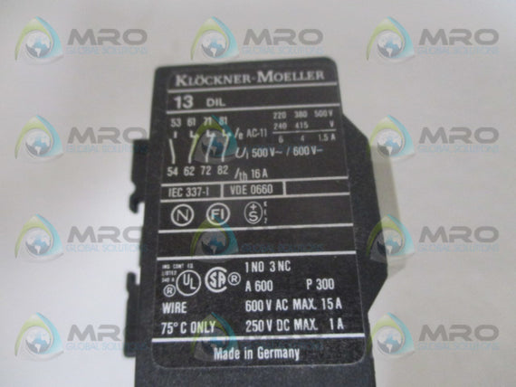 KLOCKNER MOELLER 13DIL AUXILIARY CONTACT  NSNP