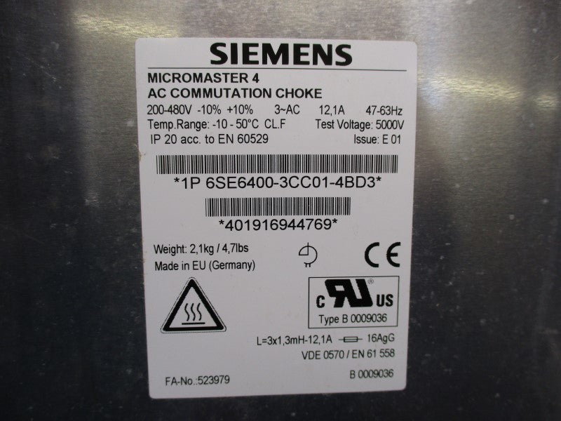 SIEMENS 6SE6400-3CC01-4BD3 NSNP
