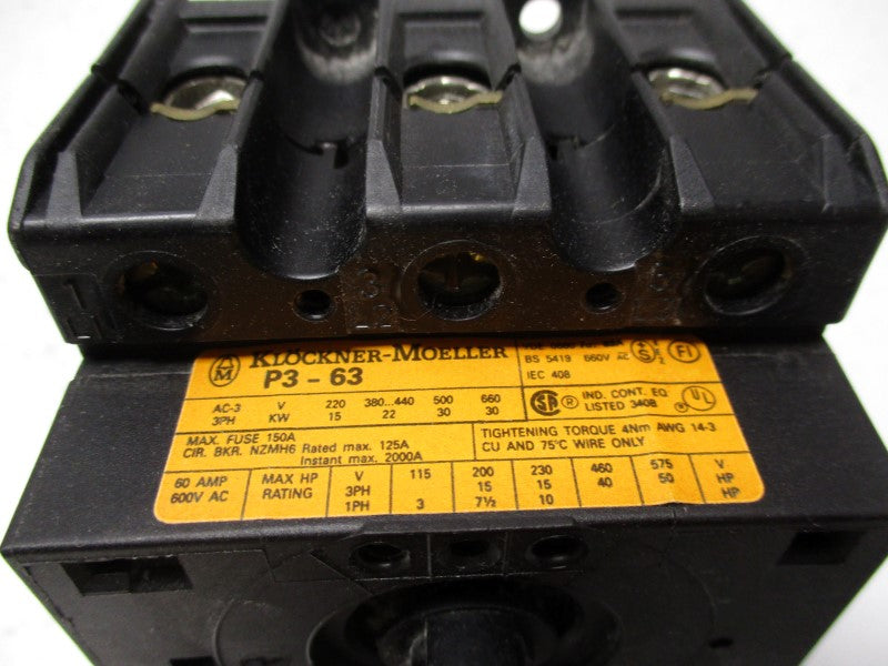 KLOCKNER MOELLER P3-63 (AS PICTURED) NSNP