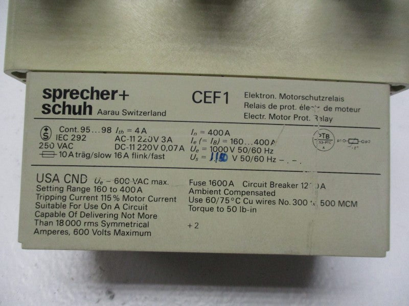 SPRECHER+SCHUH CEF-1-22-160-400A 160-400A UNMP