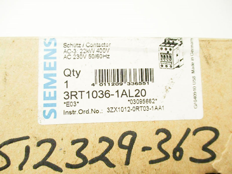 SIEMENS 3RT1036-1AL20 230V NSMP