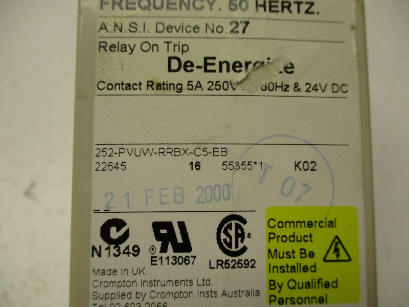 CROMPTON 252-PVUW-RRBX-C5-EB 240V (AS PICTURED) NSMP