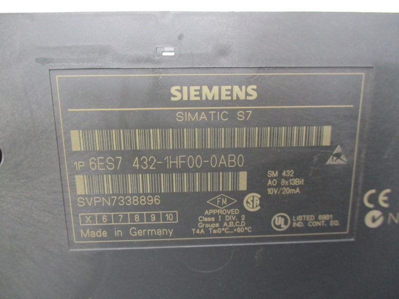 SIEMENS 6ES7432-1HF00-0AB0 (MISSING TERMINAL) UNMP