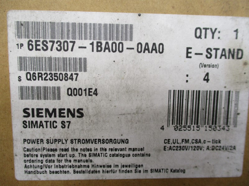 SIEMENS 6ES7307-1BA00-0AA0 NSMP