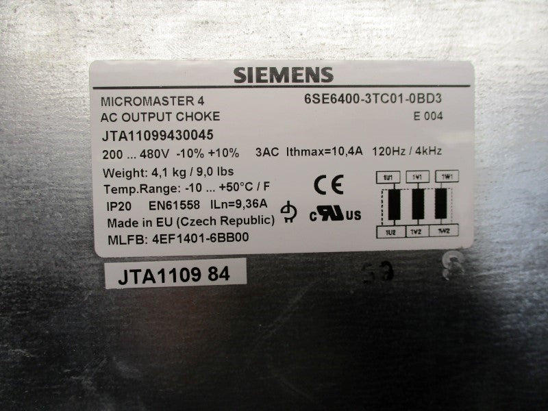 SIEMENS 6SE6400-3TC01-0BD3 (AS PICTURED) NSNP
