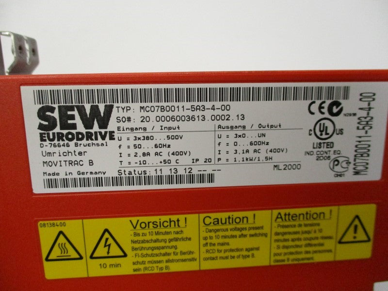 SEW EURODRIVE MC07B0011-5A3-4-00 NSMP