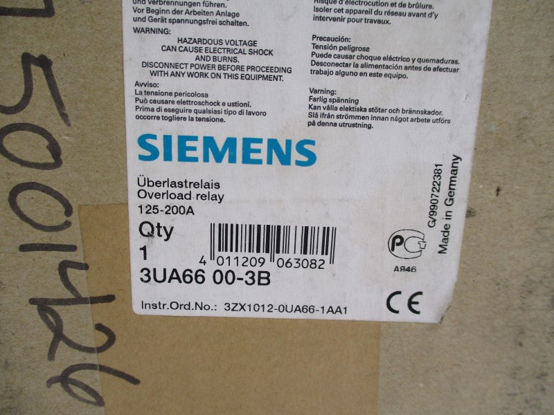 SIEMENS 3UA6-600-3B 125-200A NSMP