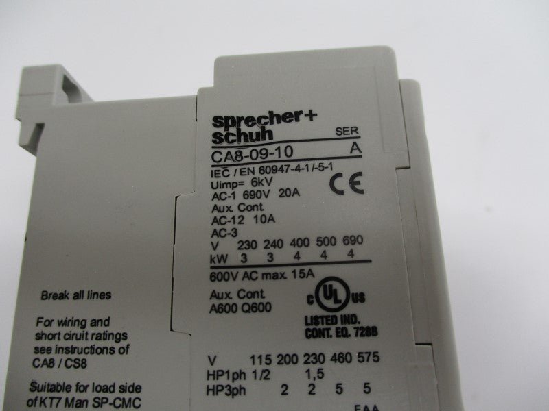 SPRECHNER+SCHUH CA8-09-10-110V50/120V60HZ NSMP