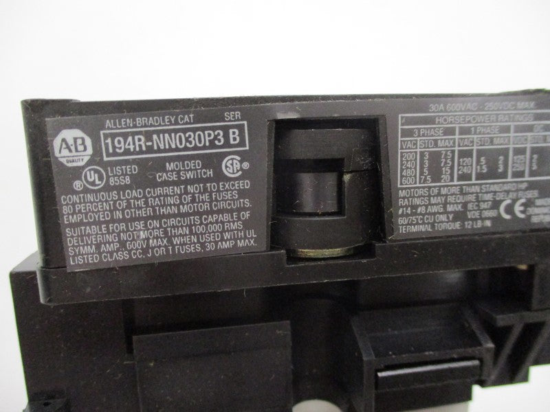 INDUSTRIAL SPARE PART 194R-NN030P3 SER. B (AS PICTURED) (BR/WH) NSMP