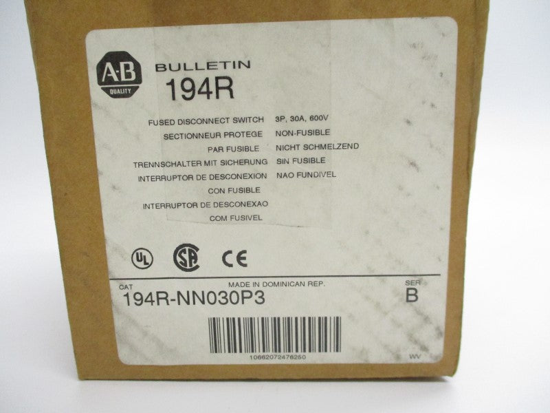 INDUSTRIAL SPARE PART 194R-NN030P3 SER. B (AS PICTURED) (BR/WH) NSMP