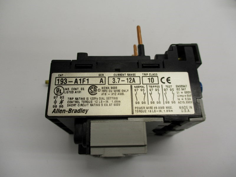 ALLEN BRADLEY 193-A1F1 SER. A 3.7-12A UNMP