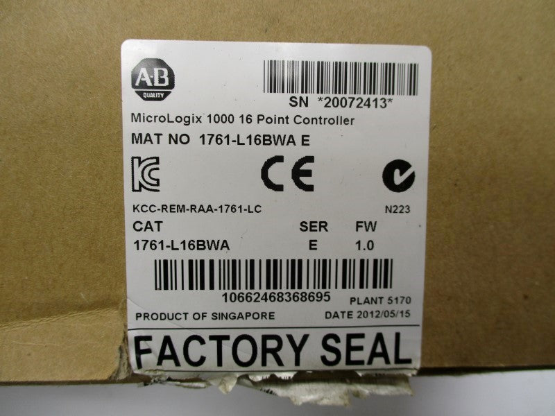 ALLEN BRADLEY 1761-L16BWA SER. E F/W: 1.0 NSMP