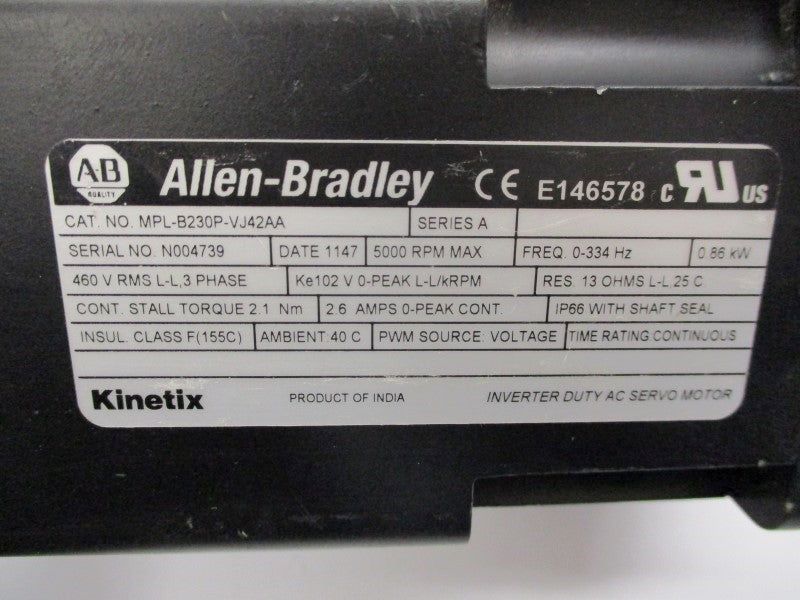 INDUSTRIAL SPARE PART MPL-B230P-VJ42AA SER. A 460V 2.6A UNMP