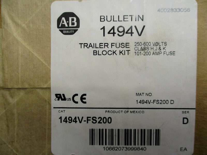 ALLEN BRADLEY 1494V-FS200 SER. D (AS PICTURED) NSMP