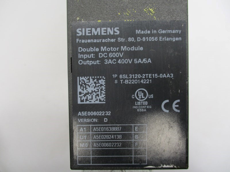 SIEMENS 6SL3120-2TE15-0AA3 UNMP