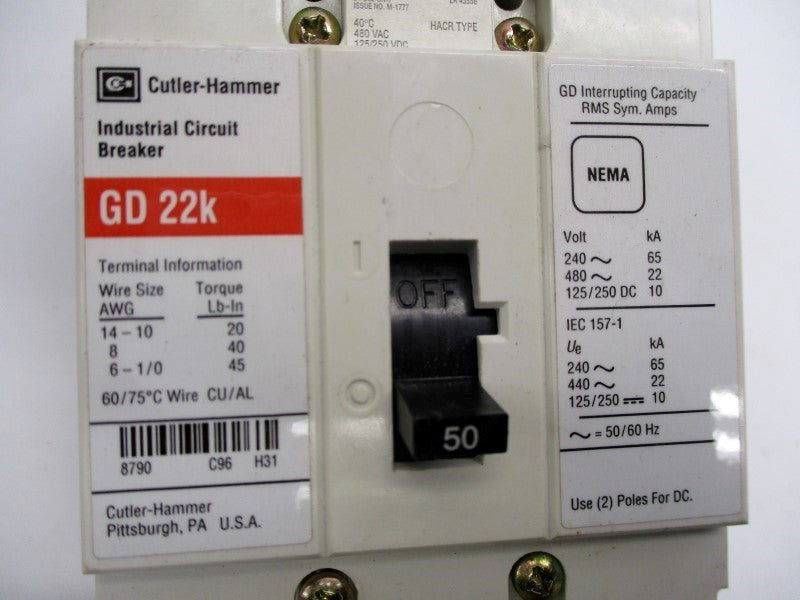 CUTLER HAMMER GD22K 50A 480VAC UNMP