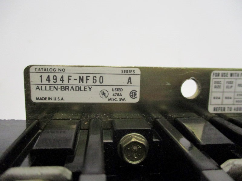 ALLEN BRADLEY 1494F-NF60 SER. A UNMP