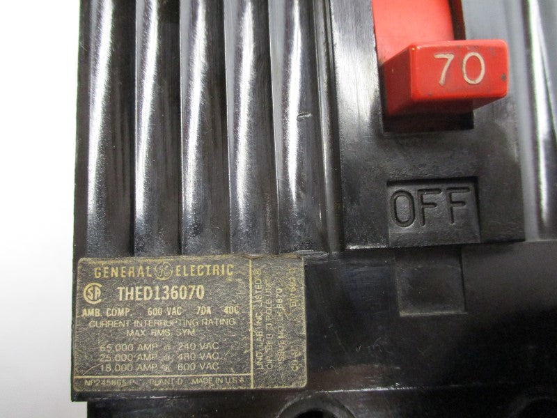GENERAL ELECTRIC THED136070 70A 600VAC UNMP