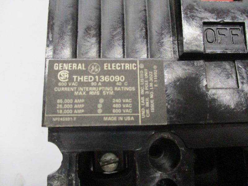 GENERAL ELECTRIC THED136090 90A 600VAC UNMP