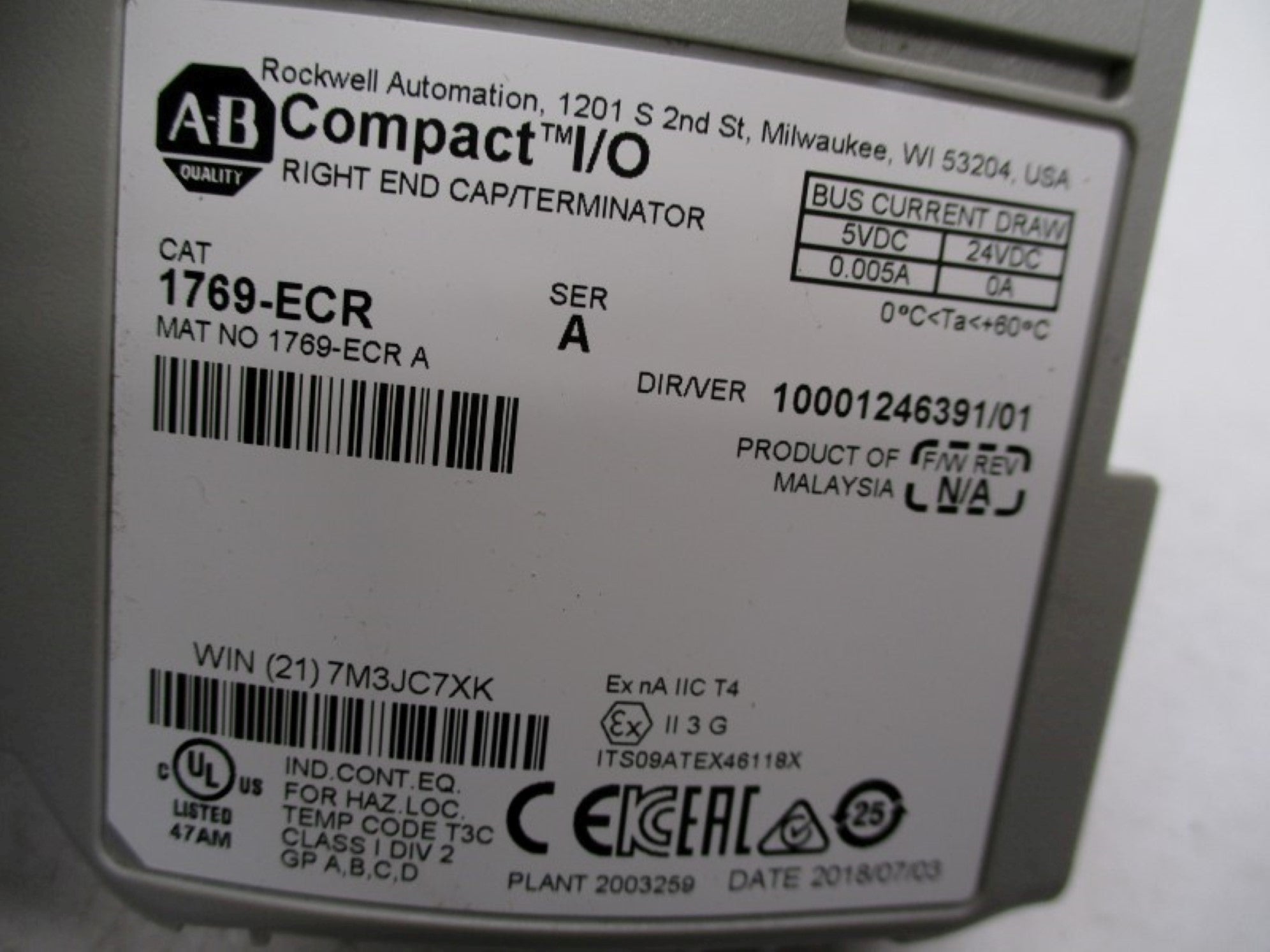 ALLEN BRADLEY 1769-ECR SER.A UNMP