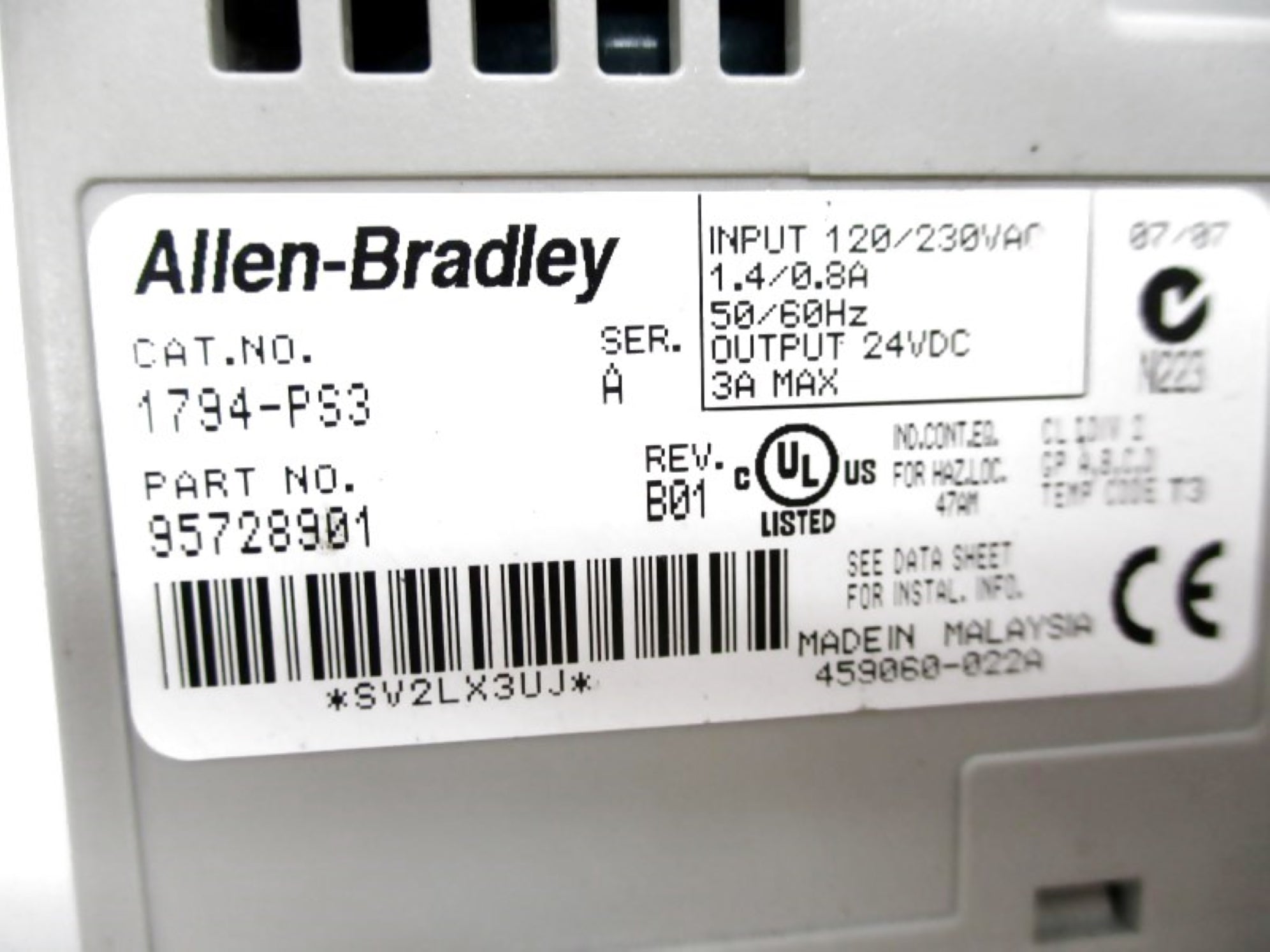 ALLEN BRADLEY 1794-PS3 SER.A 24VDC UNMP