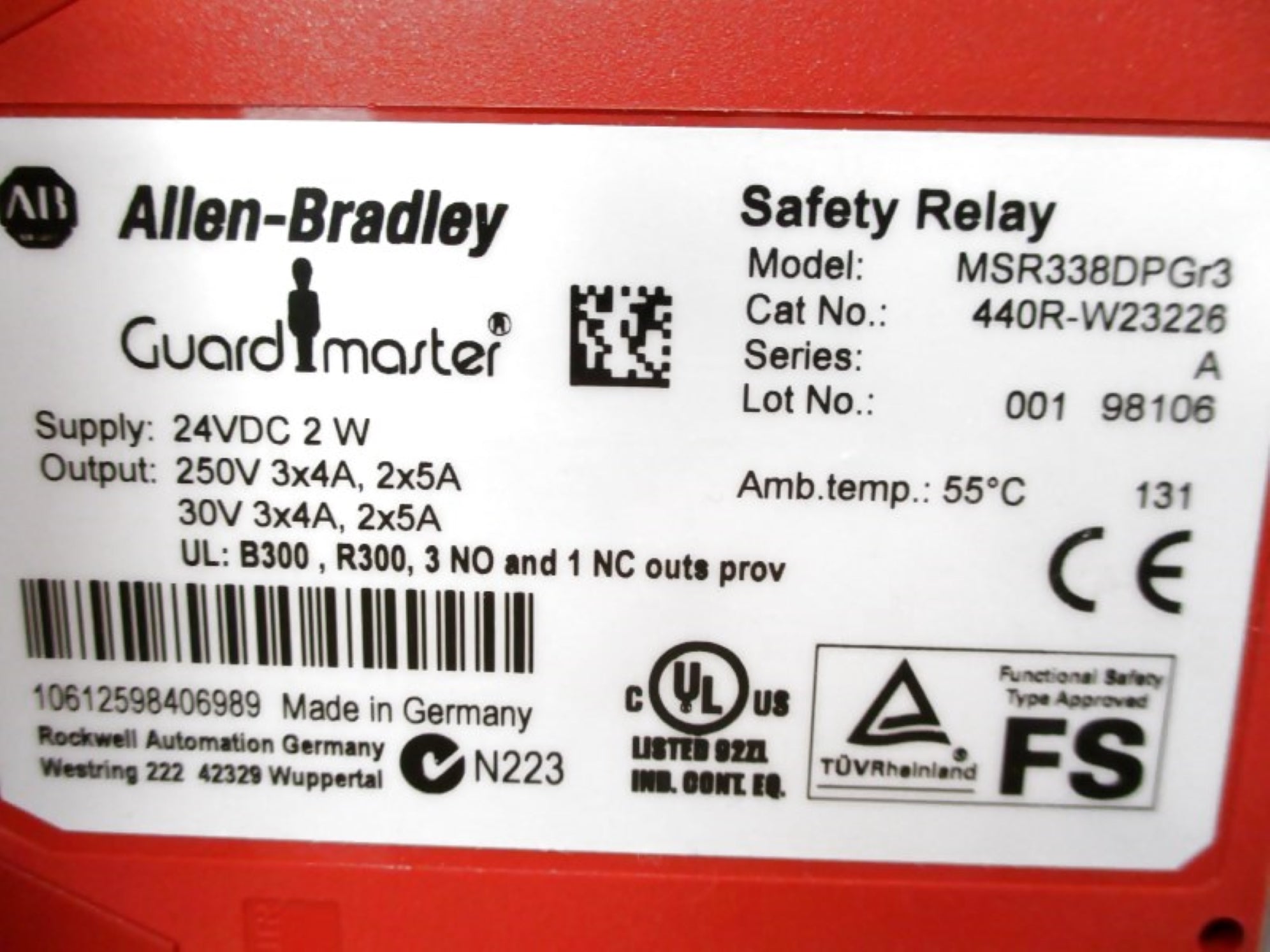 ALLEN BRADLEY 440R-W23226 SER. A 24VDC NSMP