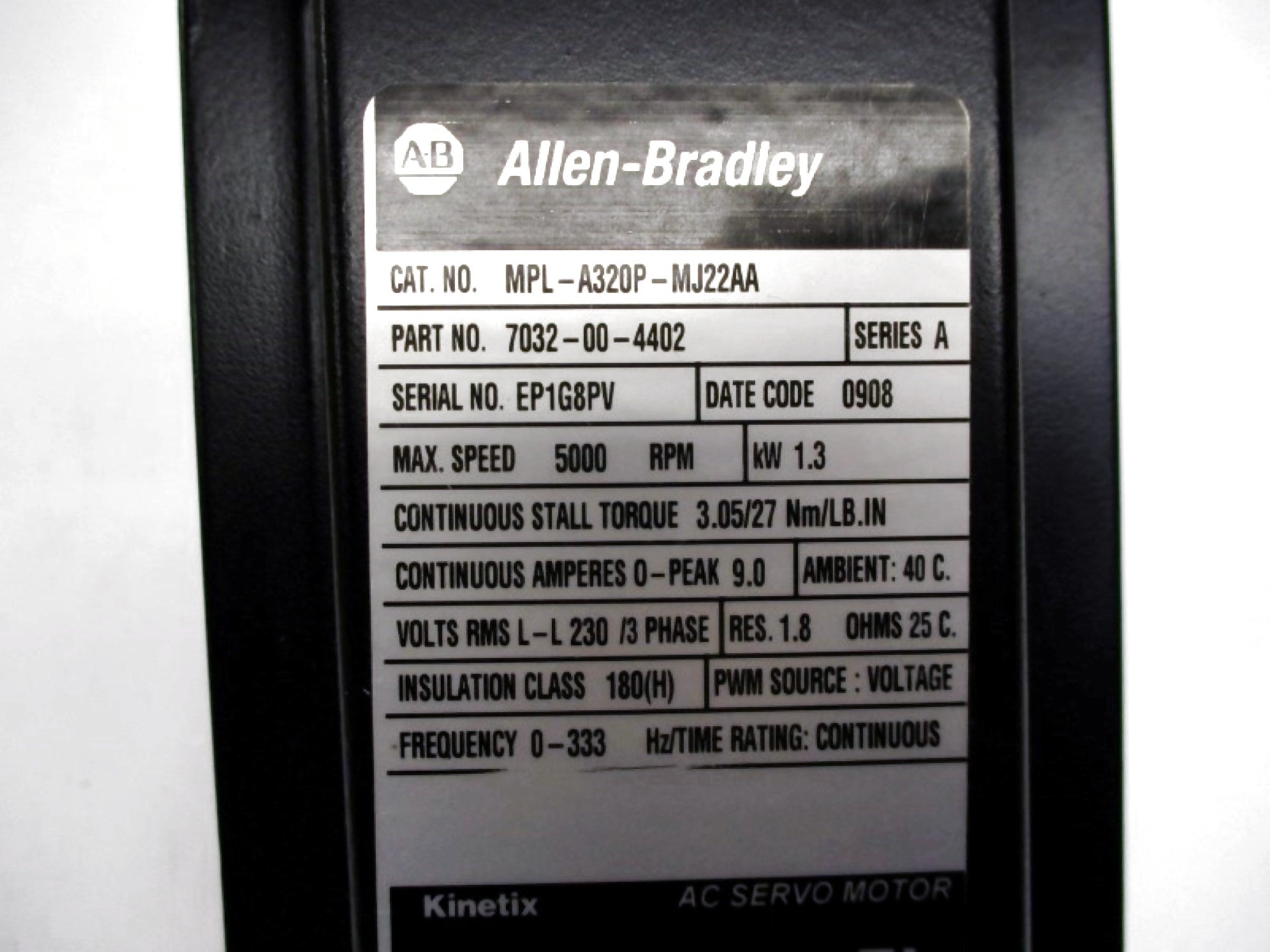ALLEN BRADLEY MPL-A320P-MJ22AA SER. A NSMP