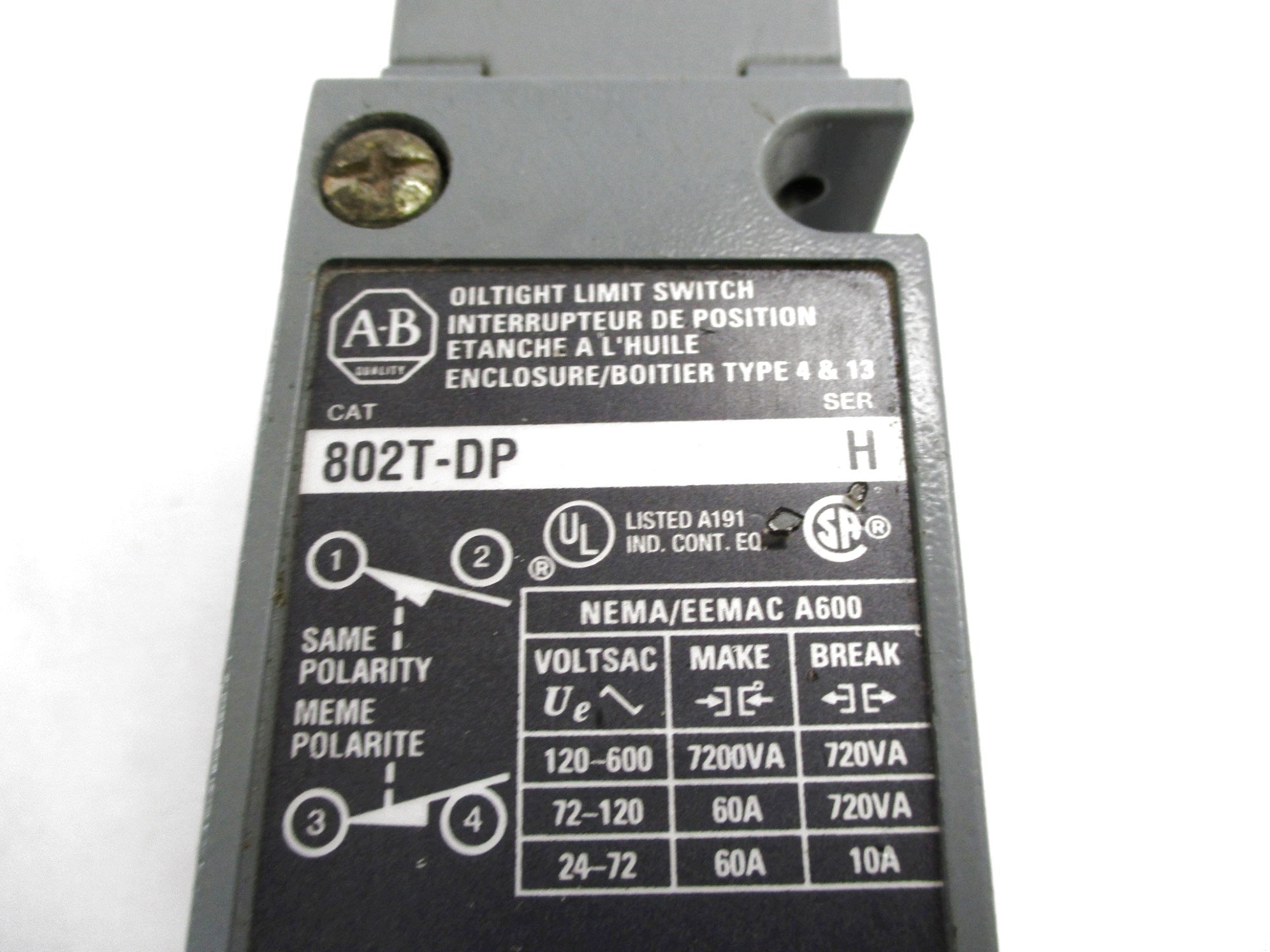 ALLEN BRADLEY 802T-DP SER. H UNMP