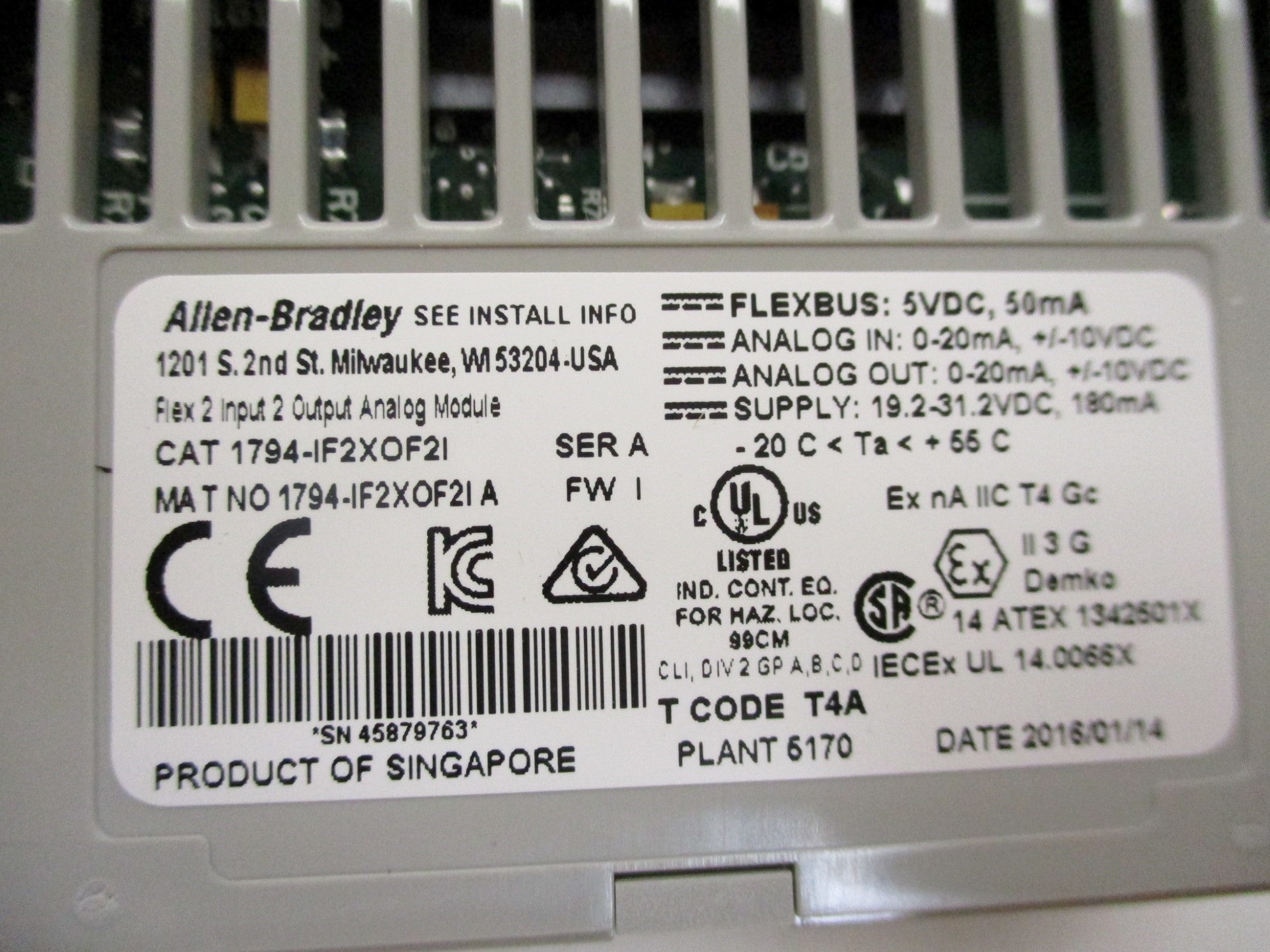 ALLEN BRADLEY 1794-IF2XOF2I SER. A 10VDC F/W I  NSMP