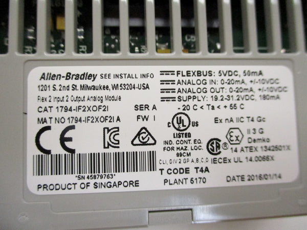 ALLEN BRADLEY 1794-IF2XOF2I SER. A 10VDC F/W I  NSMP