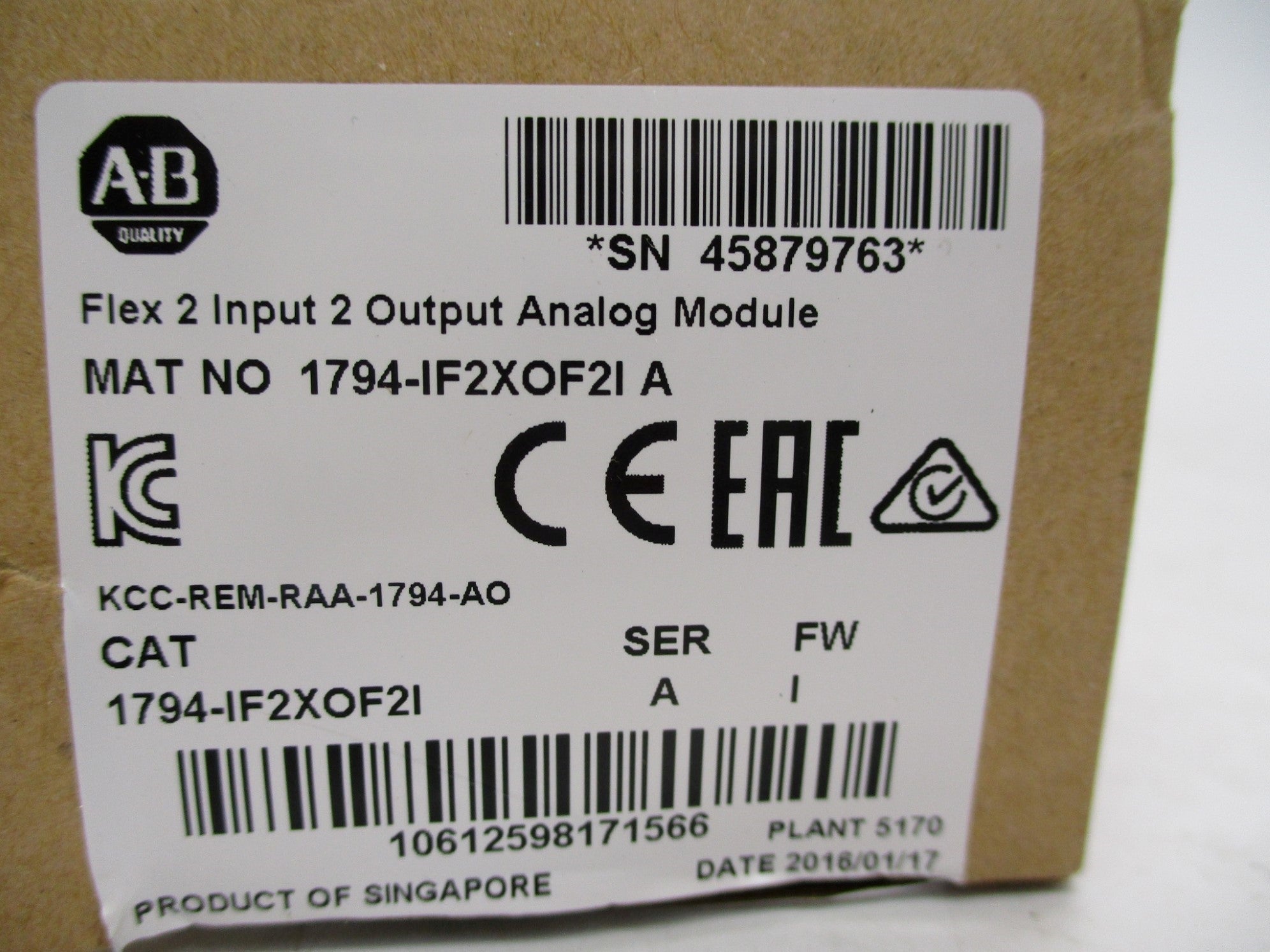 ALLEN BRADLEY 1794-IF2XOF2I SER. A 10VDC F/W I  NSMP