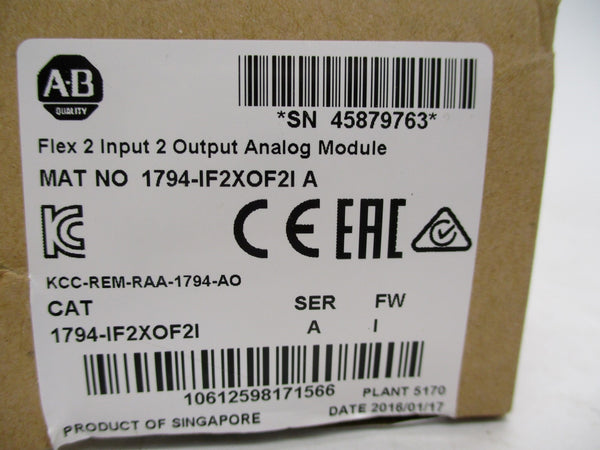 ALLEN BRADLEY 1794-IF2XOF2I SER. A 10VDC F/W I  NSMP