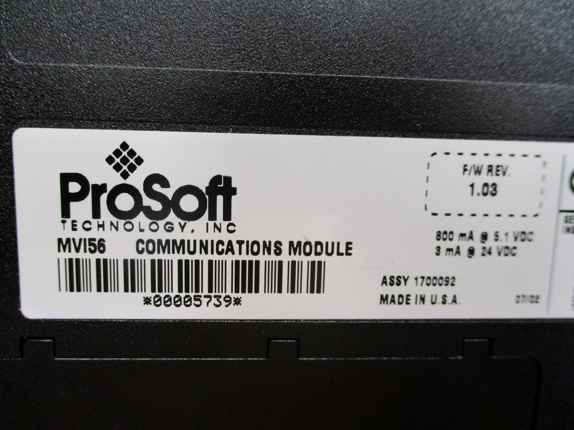 PROSOFT MVI56-MCM F/W: 1.03 NSMP