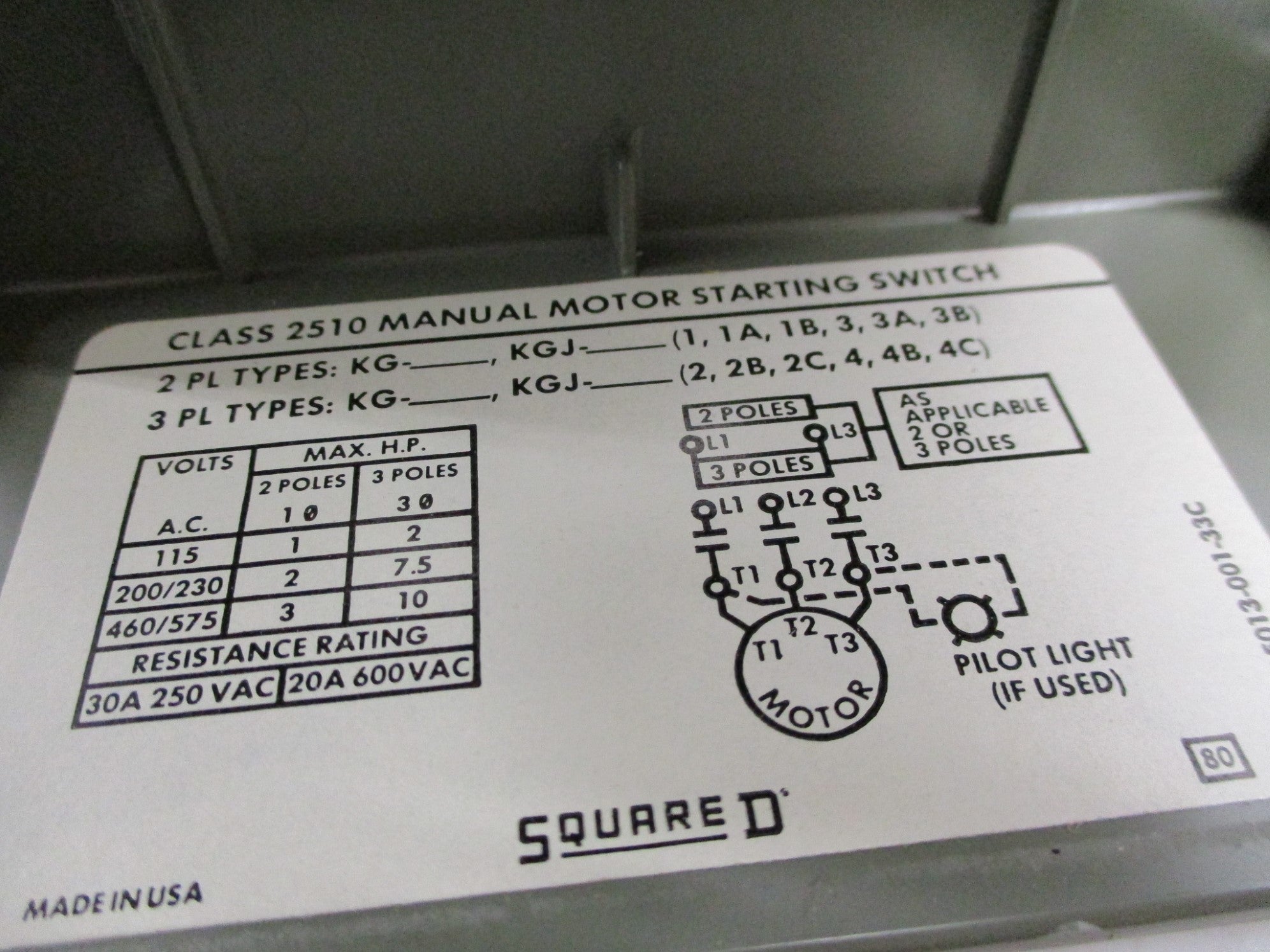 SQUARE D 2510KG2 SER. A 575V NSMP