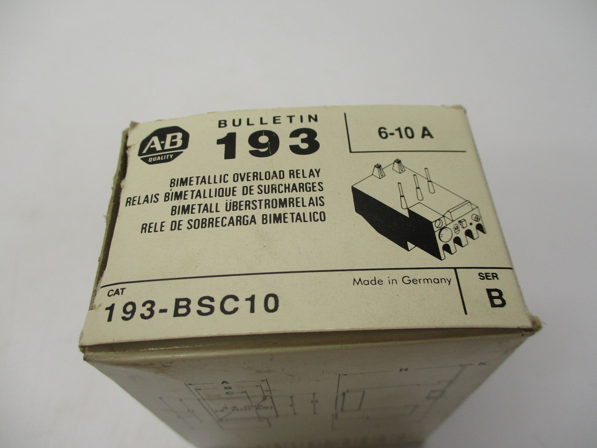 ALLEN BRADLEY 193-BSC10 SER. B 6.0-10A (AS PICTURED) NSMP
