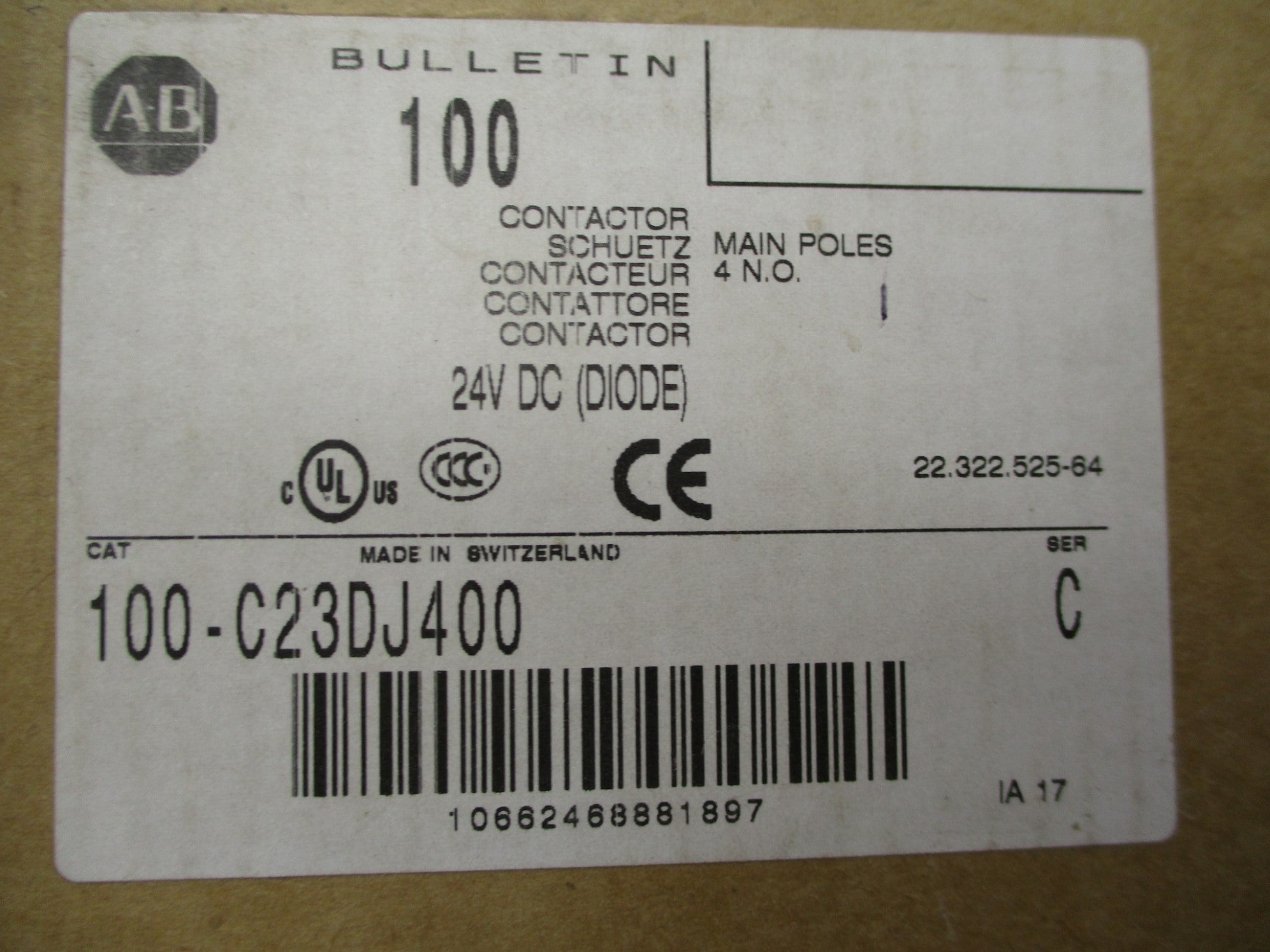 ALLEN BRADLEY 100-C23DJ400 SER.C 24VDC NSMP