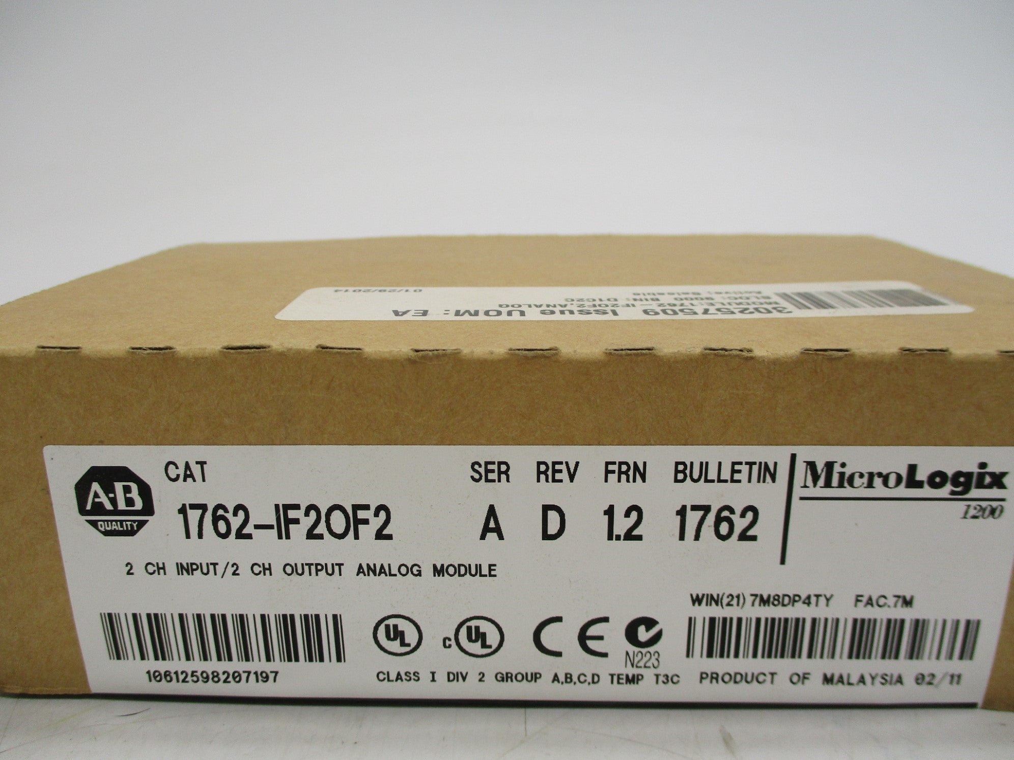 ALLEN BRADLEY 1762-IF2OF2 SER. A F/W: 1.2 NSMP