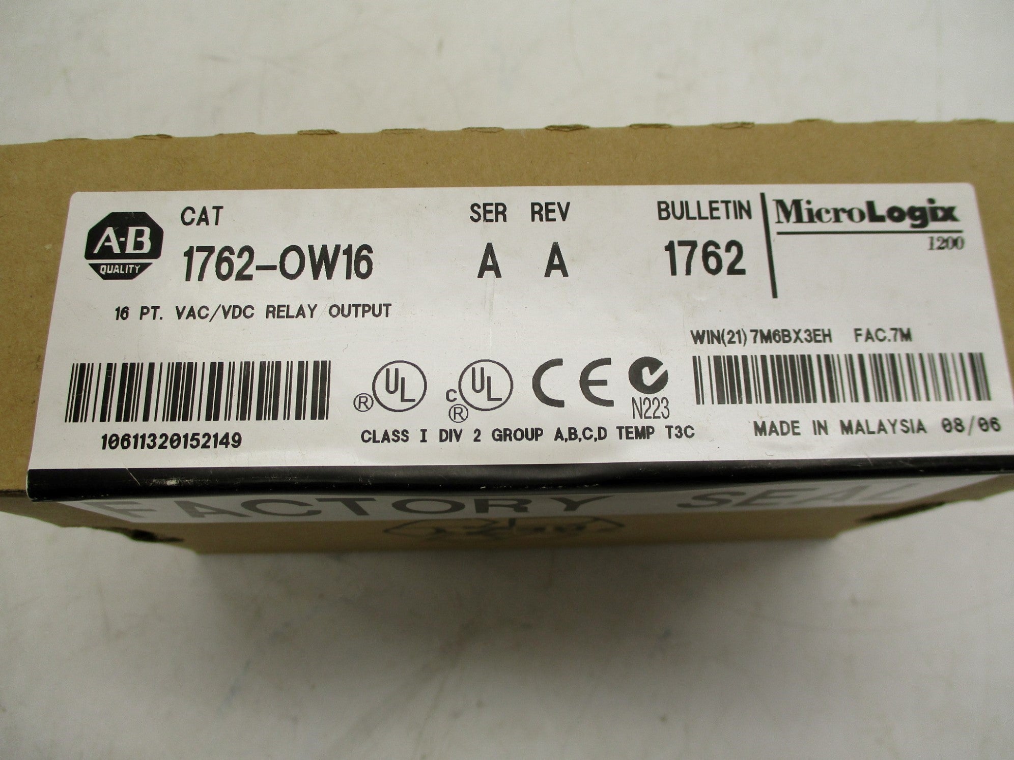 ALLEN BRADLEY 1762-OW16 SER. A DATE: 2006 NSFS