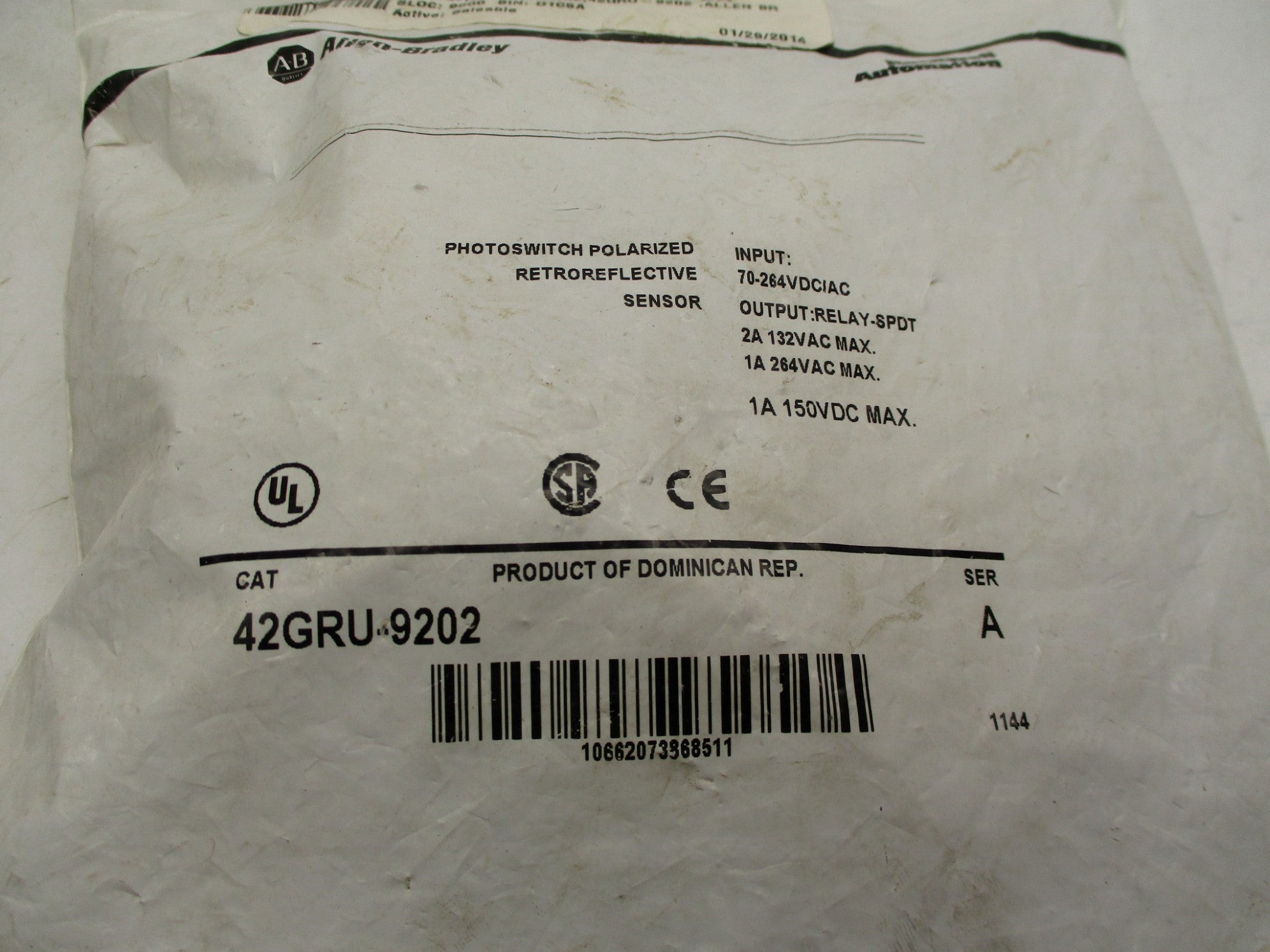 ALLEN BRADLEY 42GRU-9202 SER. A 70-264VDC/AC 2A NSMP