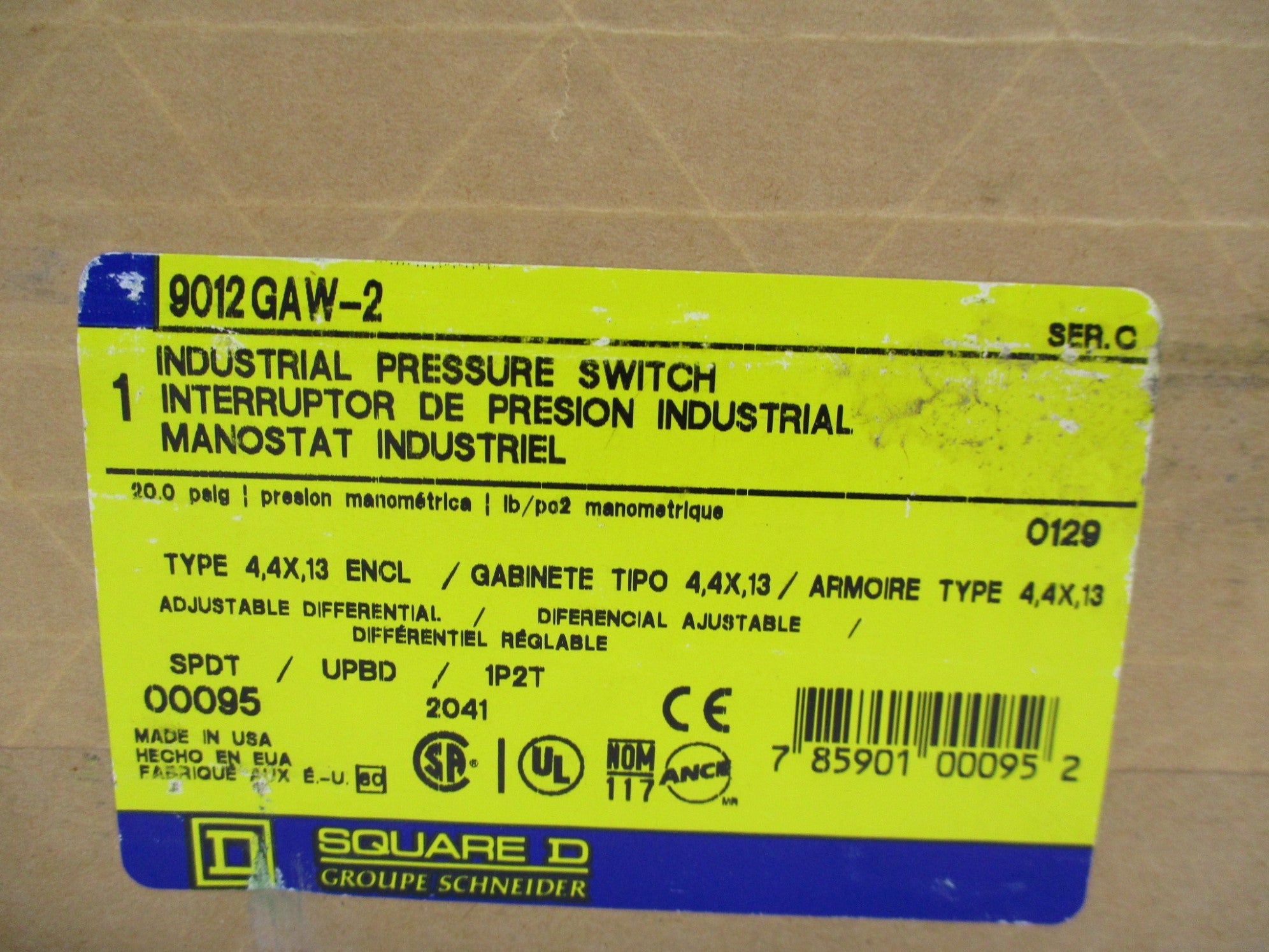 SQUARE D 9012GAW2 SER. C 1-40PSIG NSMP