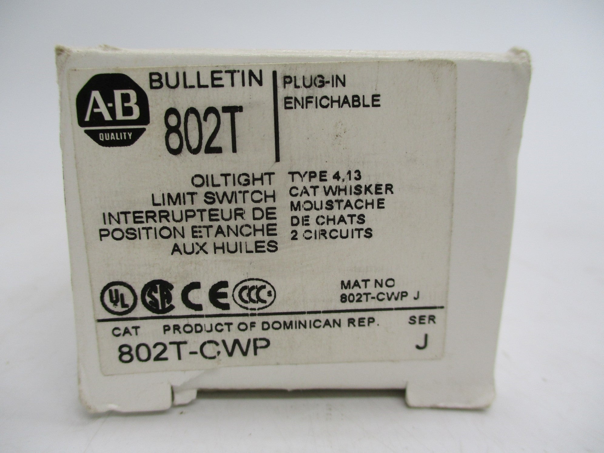 ALLEN BRADLEY 802T-CWP SER. J (WH) NSMP